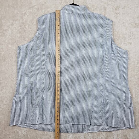 Ming Wang Blouse 3X Sleeveless Linen Striped Minimal Modern Quiet Luxury Classic - Picture 8 of 9
